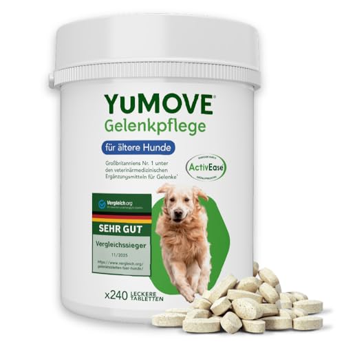 YuMOVE Gelenktabletten Hund 240 Tabletten - Gelenke & Beweglichkeit Altere Hunde 8+ Jahre - 170mg Jede Tablette Patent Angemeldet ActivEase Grünlippmuschel - Mit Glucosamin, Chondoitin & Omega-3