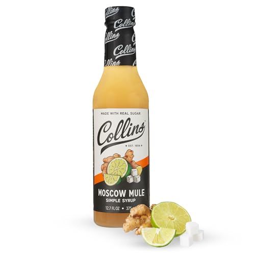 Collins Moscow Mule Syrup, Made with Lime Juice, Ready to Use Simple Syrups for Cocktails, Home Bar Accessories, Party Essentials, Bartending Supplies, 12.7 oz, Set of 1
