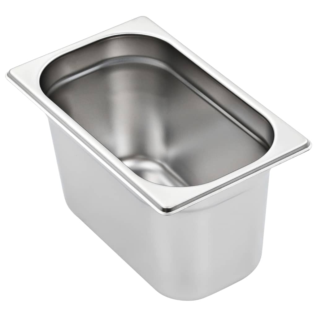Mangloder - Contenedores para gastronorm (4 unidades, GN 1/4, acero inoxidable, 265 x 162 x 150 mm, 4 L, apilables, para Bain Marie, Chafing Dish, Buffet, Catering, Restaurante, Hotel, Cantina