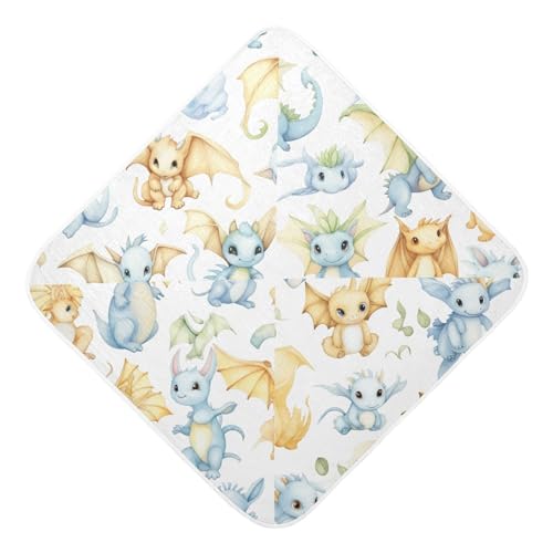 Kigai Hooded Towel for Boys Girls Cute Dragons Cotton Baby Bath Towel Ultra Soft & Absorbent Unisex Hooded Baby Towel for Newborn, Toddler, 30x30 in