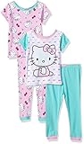 Hello Kitty Girls' 4-Piece Cotton Pajama Set