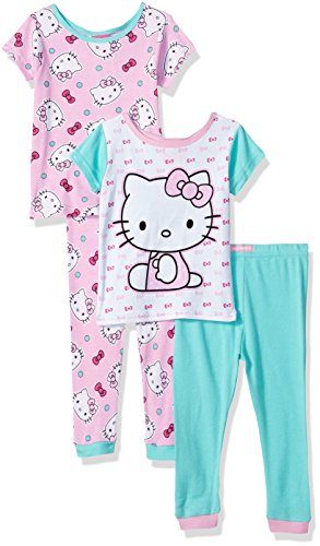 Hello Kitty Girls' Hello Kitty 4-Piece Cotton Pajama Set