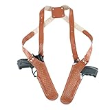 Koltster ALIS448 Two Gun Basketweave Shoulder Holster Fits Colt Springfield 1911 Beretta CZ 75 Revolvers 4' Vertical Carry Handmade! (Brown)