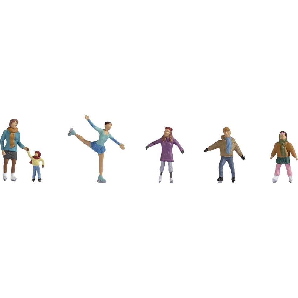 NOCH Ice Skating, Detailed Winter Figures H0, Plastic Hand-Coloured for Model Railways
