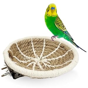 Hamiledyi Bird Nest Handmade Weave Hemp Rope Bird Cage House Parakeet Nest Hatch House for Small Budgie Parakeet Cockatiel Conure Canary Finch Lovebird (Brown)