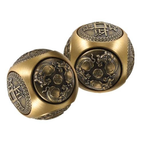Dearmamy 2 Piezas Bolas Chinas De Mano De LatóN Con Relieve Hexagonal Pelotas Fitness Para Ejercicio Y RelajacióN En Casa Mejora CirculacióN Y Flexibilidad De Manos