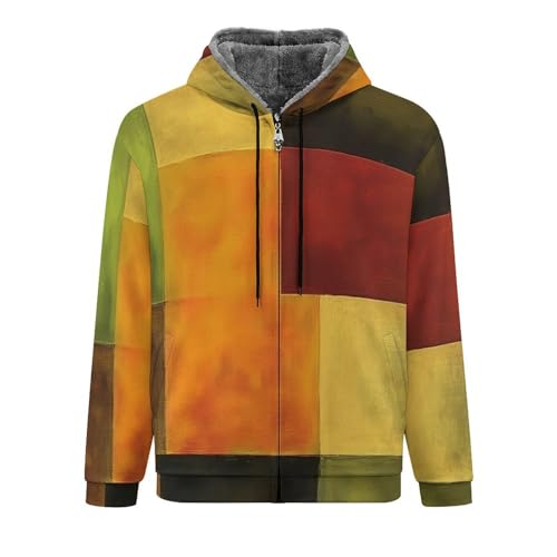 Sweat à capuche homme chaud contre le froid, veste zippée épaisse à motif géométrique avec poches