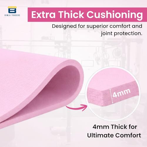 Image of Btag Premium TPE Yoga Mat for Women & Men | Anti-Slip Exercise & Gym Mat for Home Workouts | Lightweight & Durable | 4 mm (Pink)