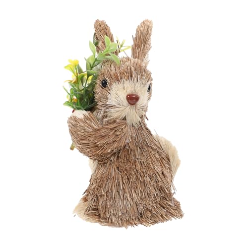 HOLIDYOYO Handmade Straw Rabbit Bunny Ornament Natural Straw Rabbit Figurine Home Decor for Desktop