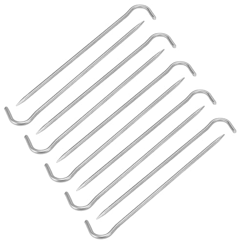 Camping Tent Stakes 6 Pack, 8g Stake 169mm, Pegs with Hook Tapered Tip for Tent Tarp Canopy Anchoring (10)