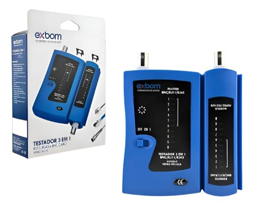 Exbom Testador de Cabo 3 em 1 Fepro TR310, RJ45/RJ11/RJ12/BNC, Plástico ABS