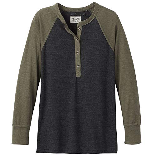 prAna Women's Cozy Up Henley Plus, Charcoal Cargo Heather, 3X