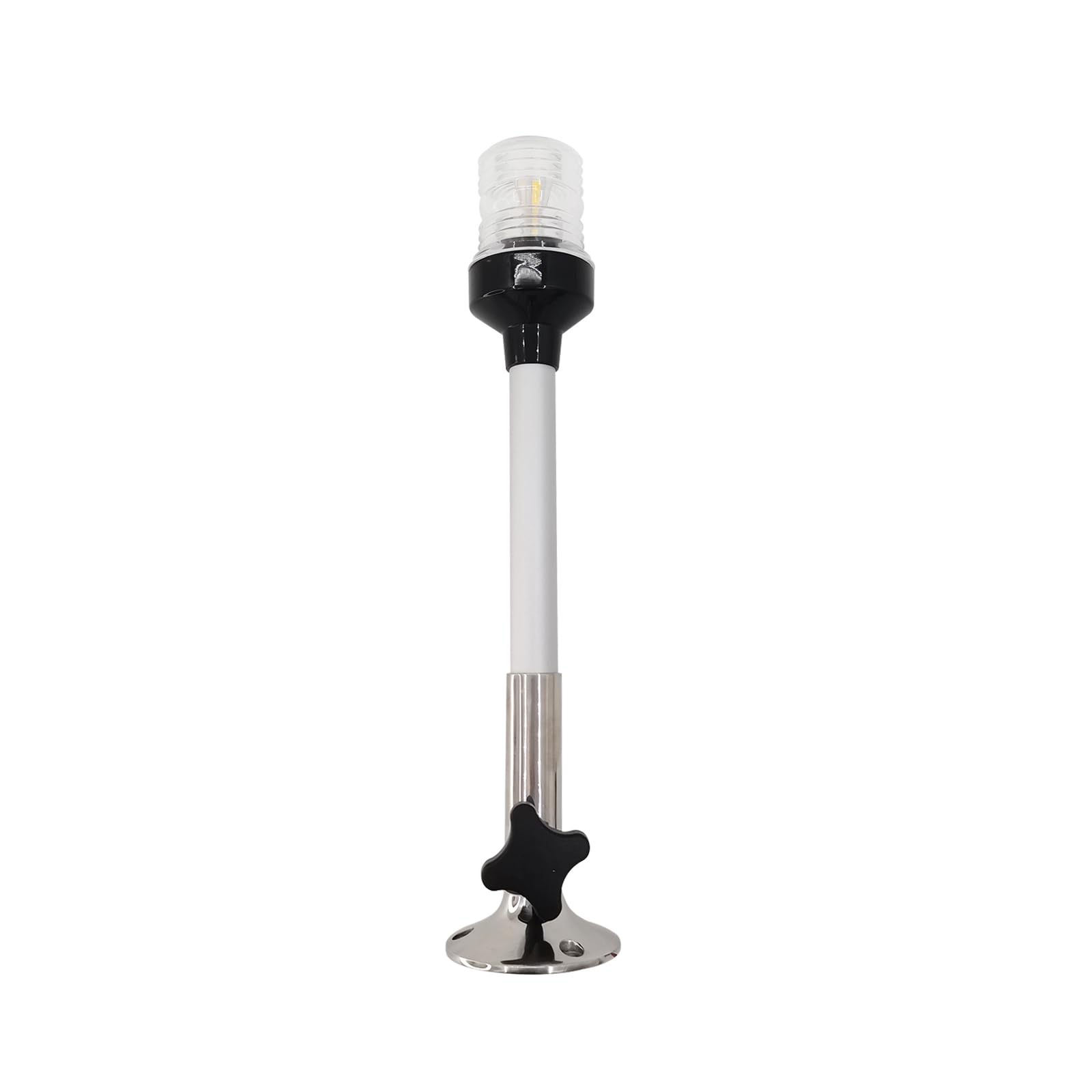 JT-HLM 9 inch 3 Nautical Mile White LED Fold Down Boat Stern Light Boat Anchor Light for Pontoon and Fishing Boat Navigation Anchor Lights All Round 360° White LED 12-24V, Black&Clear&silver