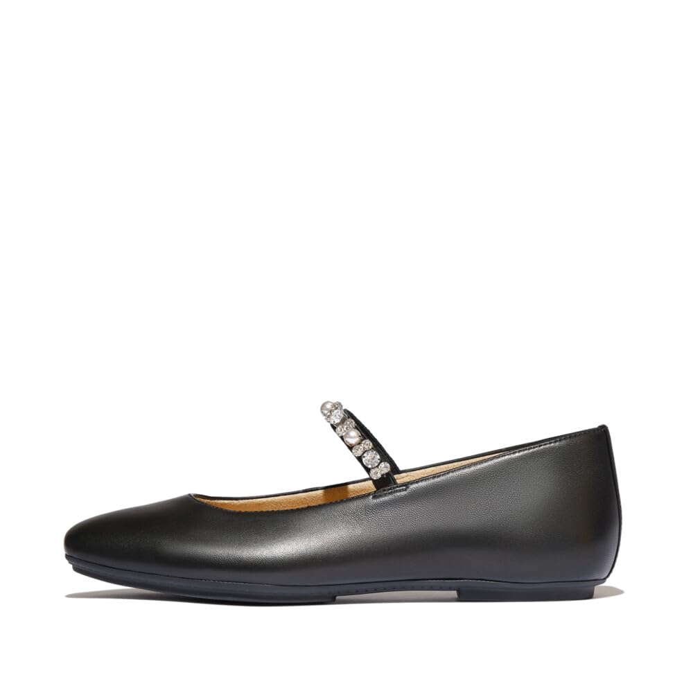 Fitflop Delicato Pearls-And-Crystal Leather Ballet Flats BallerineDonna