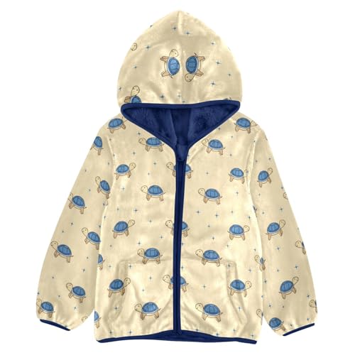 Cartoon Turtle Toddler Fleece Jacket Baby Boys Hooded Zipper Long Sleeve Thick Warm Outerwear 3-10 Years