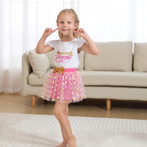 Toddler Kids Baby Girls Birthday Princess Outfits Dress Vest Sleeveless Shirts Tank Top Dot Mesh Tutu Skirt 2PCS2