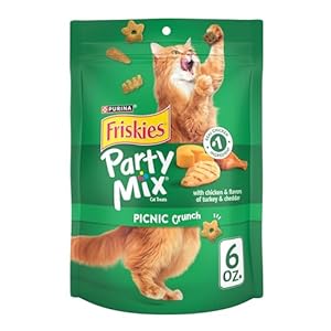 Purina Friskies Cat Treats, Party Mix Picnic Crunch – (Pack of 6) 6 oz. Pouches
