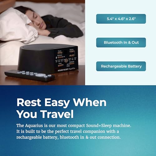 Image of Adaptive Sound Technologies Sound + Sleep Aquarius Aquatic Noise Machine - White Noise Machine - Non-Looping Water Sounds for Sleep & Relaxation - with Timer & Headphone Jack - Black