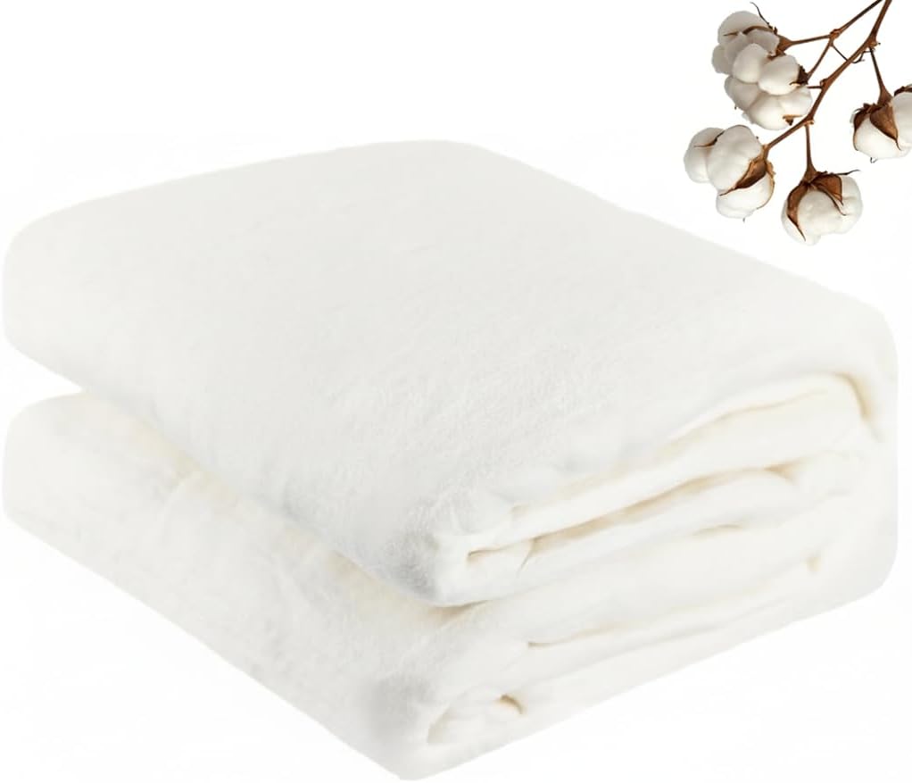 Natural Cotton Quilt Batting, 79"x91" Mid-Weight (200 g/m²) Cotton Batting for Quilting All - Season, 100% Pure, Breathable & Soft - Ideal for Quilting, Sewing, Wearable Art & DIY