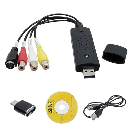 SRLWMYI Convertitore video audio USB VHS VCR Hi8 Mini DV Adattatore Cassette Audio Video USB Scheda di Cattura Trasferimento Digitale per Windows 11/10/8/7/XP/Vista, Compatibile con Windows e Mac