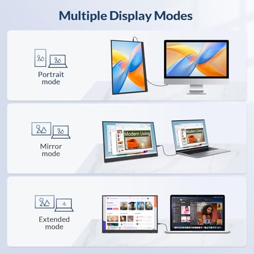Image of LR Portable Monitor, 16 inch FHD 1200P, 16:10 Horizontal /Vertical Monitor, Laptop Screen Extender Built-in Speakers, Portable Monitor for Laptop MacBook Surface PC PS4 /5, VESA Mountable, Plug & Play