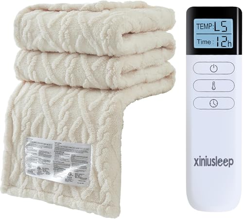 XINIUSLEEP Heated Blanket Electric Blanket 50'x60', Soft Taffeta Sherpa Electric Throw with...