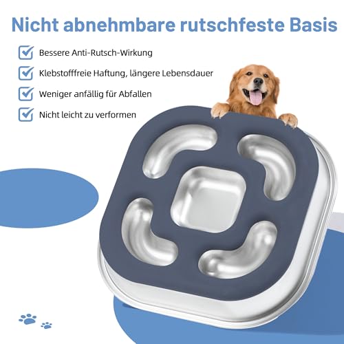 Nayelf Anti Schling Napf Hund aus 304 Edelstahl, Antischlingnapf Hunde mit Silikonboden, Futternapf Hund aus Metall für kleine und mittelgroße Hunde