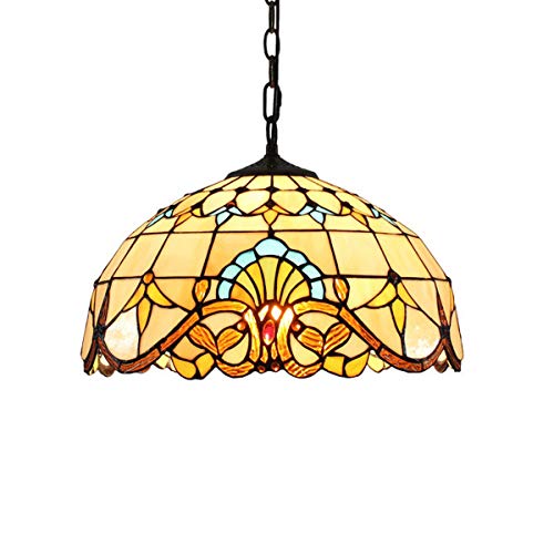 GDLight Tiffany-Stil Barock Kronleuchter Jahrgang Handgefertigte Glasmalerei Pendelleuchte kreativ Retro hängende Lichter für Esszimmer Wohnzimmer Schlafzimmer Cafe, E27,16inch GDLight Tiffany-Stil Barock Kronleuchter Jahrgang Handgefertigte Glasmalerei Pendelleuchte kreativ Retro hängende Lichter für Esszimmer Wohnzimmer Schlafzimmer Cafe, E27,16inch