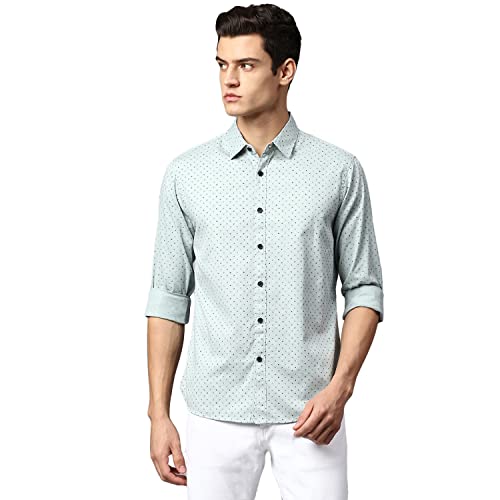 Image of Dennis Lingo Men's Grey Slim Fit Cotton Casual Shirt