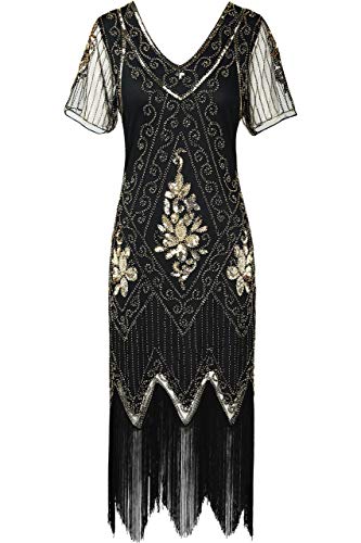 Babeyond 1920S Art Deco Fringed Sequin Dress Roaring 20S Flapper Fancy Dress Gatsby Costume Dress #TOP1