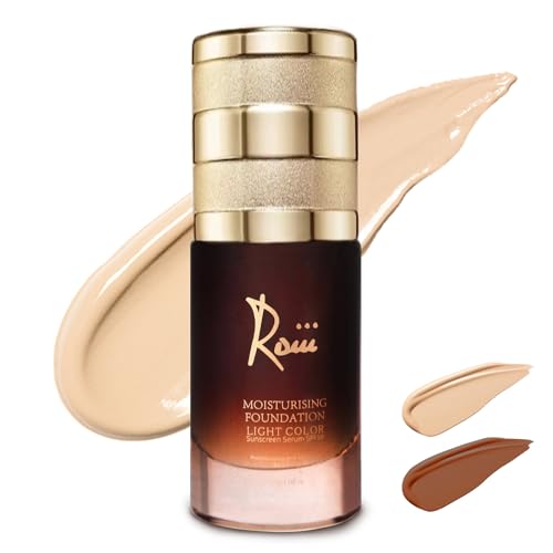 Roiii Lightweight SPF 50 Liquid Foundation - Full Coverage Sunscreen Makeup, Oil-Free & Long Lasting, Hydrating with Hyaluronic Acid for All Skin Types for Gym, Sports, Dancing
