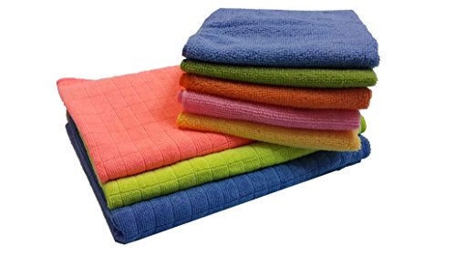 BEST 8pc Soft Microfiber Cleaning & Drying Cloths KIT – Window Car (SET OF 4 + 1 Bonus) + EXTRA LARGE Floor Microfiber Squeegee Cloths 29