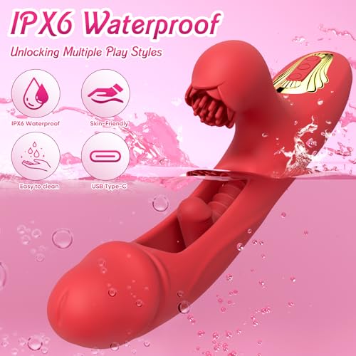 Image of Internal Thrusting Realistic Dildo for Women, Rabbit Vibrator, G-Spot Dildo | Dual-motor rabbit dildo with clitoral stimulation, rose-inspired design, and 9 thrusting & vibration modes.