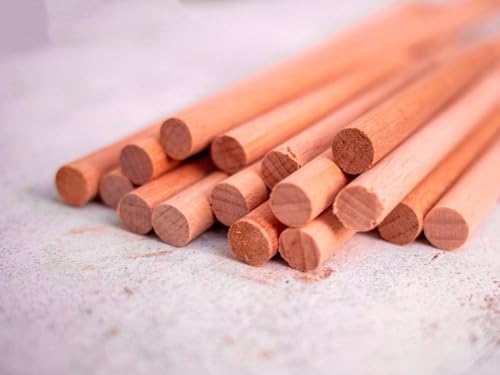 Image of BLOOMAX 50 Pcs Wooden Dowel Rods - 8mm x 12 Inch Unfinished Natural Hardwood Craft Sticks for DIY, Art, School & Home Projects