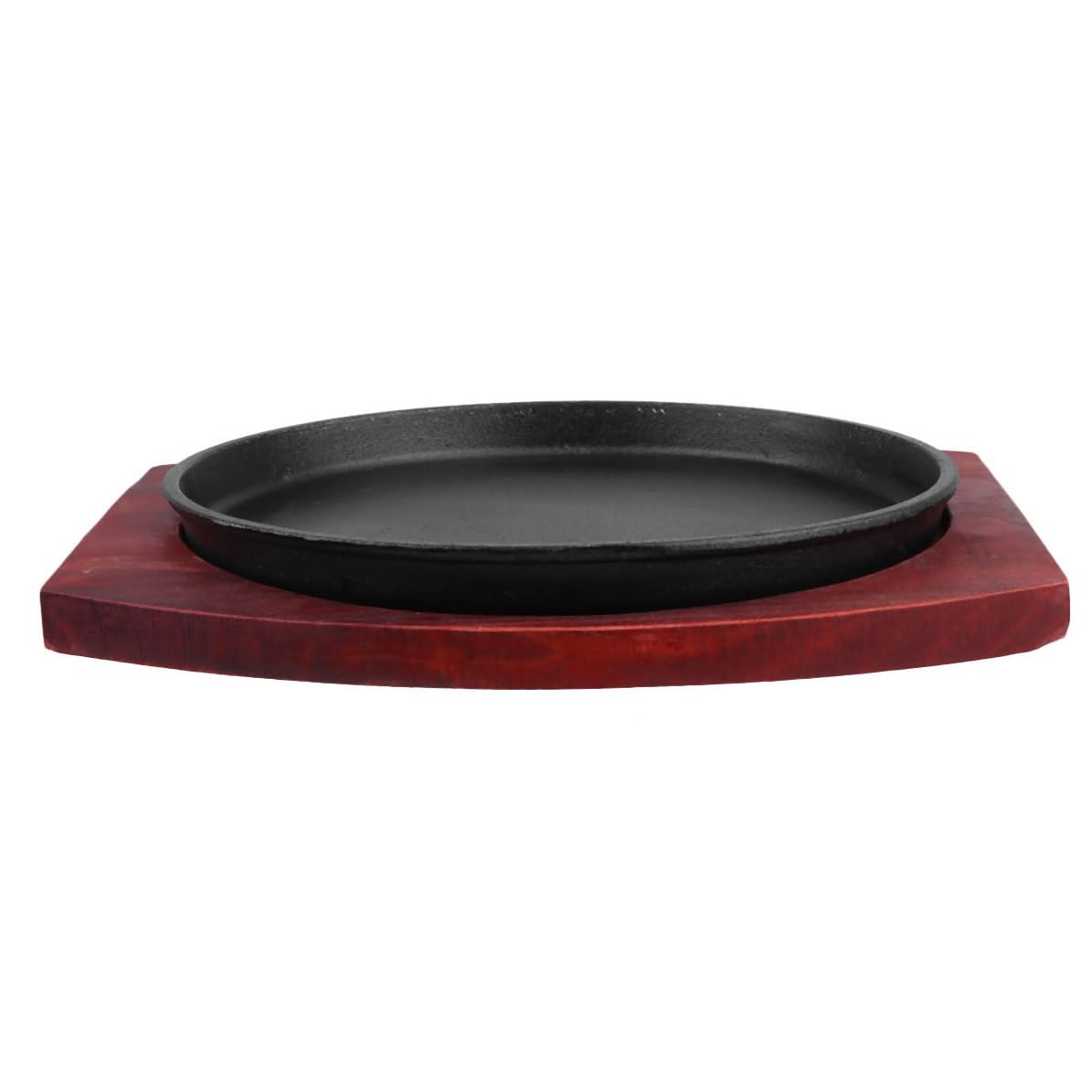 Healifty Rundes Bratblech 24cm aus Eisen und Holz Antihaftbeschichtet