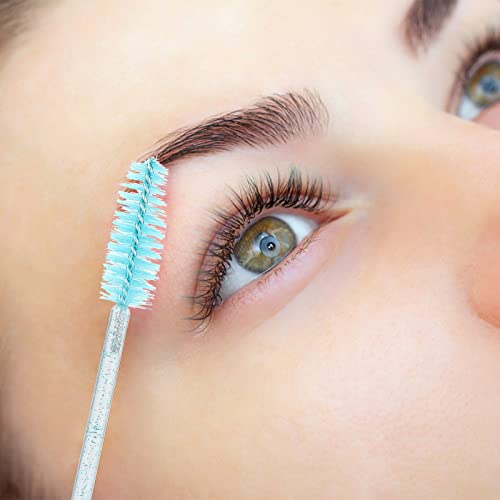 100Pcs Crystal Mascara Wands Disposable Eyelash Eyebrow Spoolie Brush For Makeup Eyelash Extensions(Blue) #TOP5