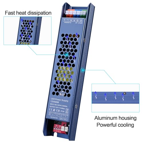 Image of GOMING CE Ultra Thin 12V 60W Power Supply LED Driver AC 100-130V to DC 12V 5A Lighting Transformer Constant Voltage for LED Strip Light
