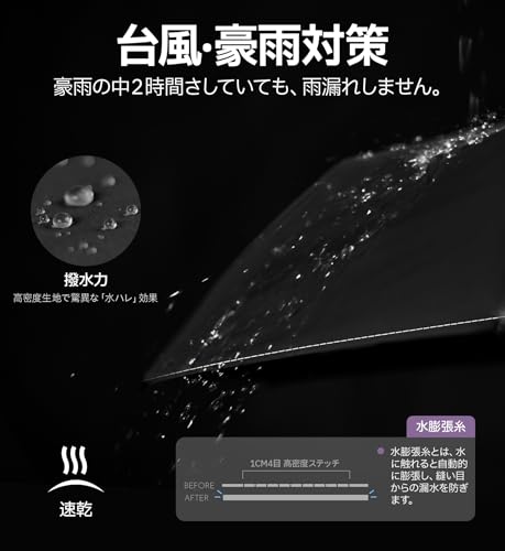 【JIS認証 豪雨対策】Lilac 折りたたみ傘 メンズ ワンタッチ自動開閉 直径100 8本骨 330g軽量 折りたたみ傘 大きいサイズ 耐風 台風対策 豪雨対策 耐久性 プレゼント [5]