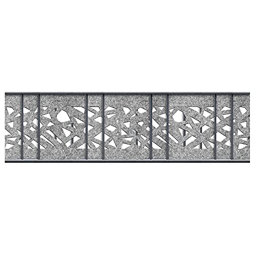 PerfectHD Zaunsichtschutz - Sichtschutzstreifen für Doppelstabmattenzaun - 19cm - Hellgrau - Einzelstreifen Laser - 2,6m - Venezia Graphic