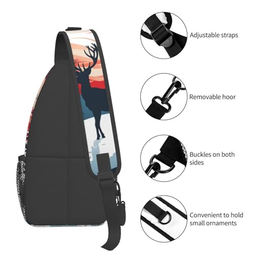 Bolso tipo sling unisex negro patrón dibujo 7.2x3.5x15.3 in miniatura 4