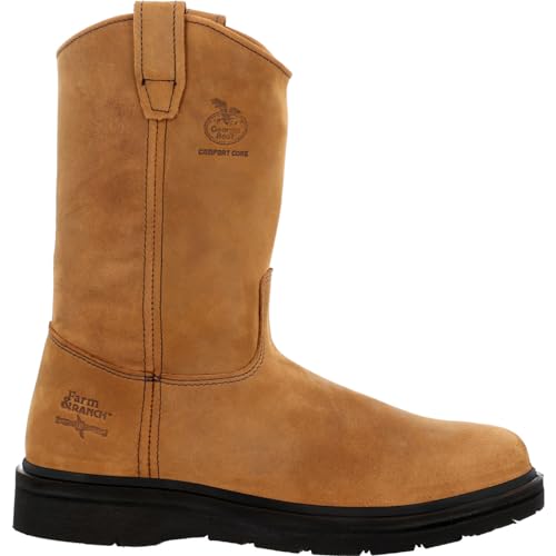 Georgia Boot Farm and Ranch Pull On Work Boot, Mississippi Tan, Size 10(M)