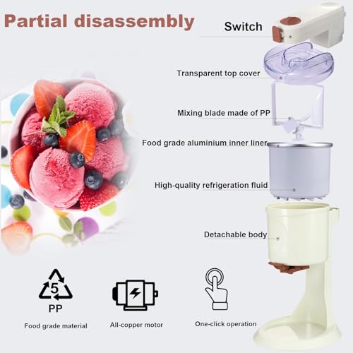 EliKBH Softeismaschine Einfache One-Push-Bedienung Hause EIS Mixer Desktop Milchshake for Dessert Joghurt Kegel – Bild 5