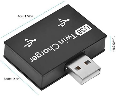 ASHATA Mini Hub USB2.0 Male to 2-Port USB Twin Charger Splitter Adapter Converter Kit for Mobile Phone/Laptop (black)