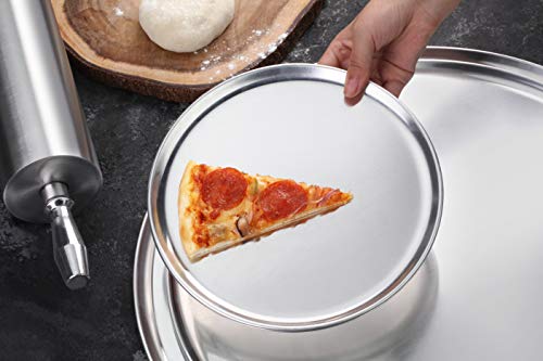 New Star Foodservice | Commercial Aluminum Pizza Tray Pizza Pan Coupe Style (Silver, 14-Inch) #TOP6
