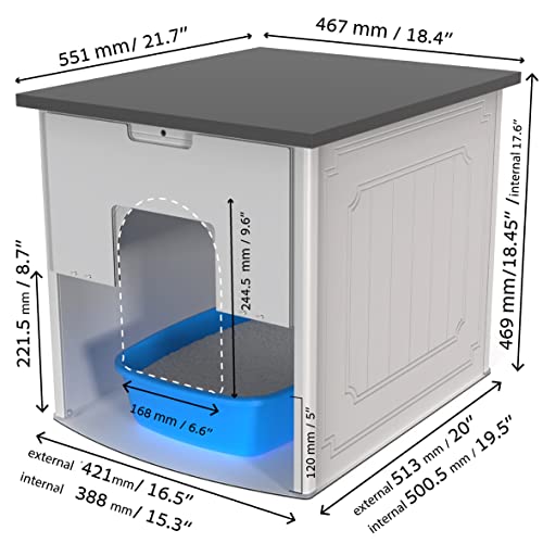 Palram Pets Charlie Cat Litter Box Furniture Hidden, Pet House Enclosure, Enclosed Cat Cabinet, Magnetic Door Latch… - Image 3