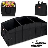 Collapsible Car Trunk Organizer with Insulated Leakproof Cooler Bag, Portable 3 Compartments Trunk...