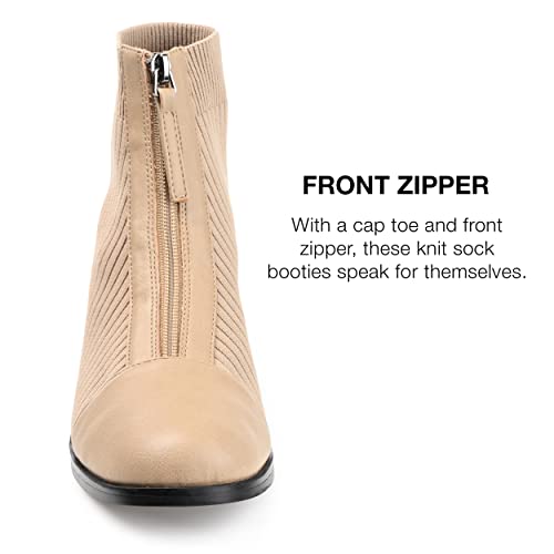 Journee Collection Womens Bexlie Bootie With Front Facing Zipper And Capped Toe, Tan, 9 #TOP2