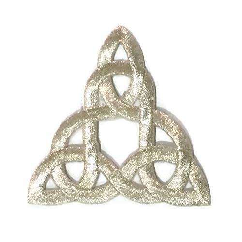 Patch Portal Silver Celtic Knot Patch, 3 Inch Triquetra Iron On Applique