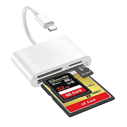 Real-EL SD CF Card Reader for iPhone iPad 3 in 1 SD CF TF Memory Card Reader Adapter Camera Card Reader Trail Game Camera Viewer for iPhone 13 12 11 X 8 7 6 Plug and Play, White