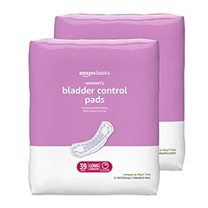Amazon Basics Incontinence, Bladder Control & Postpartum Pads for Women, Maximum Absorbency, Long Length, 78 Count, 2…